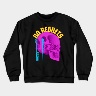 No Regrets Glitch Art Skull Crewneck Sweatshirt